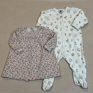 Petit Bateau Floral Onesie and Dress Set